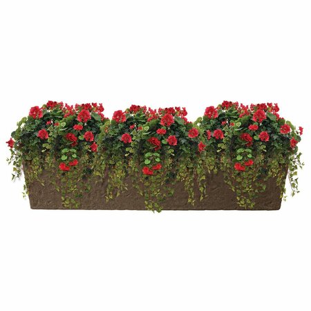 Bloomers Trough Planter with Drainage Holes, 38in Weatherproof Resin Planter, Sandstone Color 2415-1